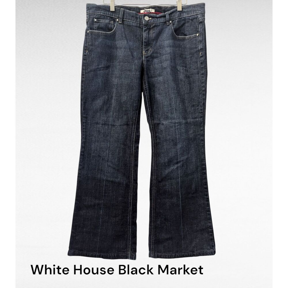 White House Black Market NOIR Beaded/Embroidered Flair Jeans  Sz 14R